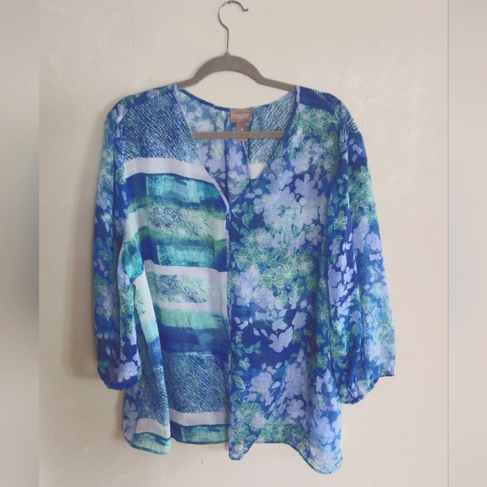Beautiful Blue Floral Blouse